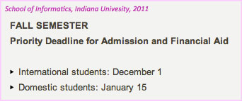Deadline for addmision to school of Informatics, Indiana University
